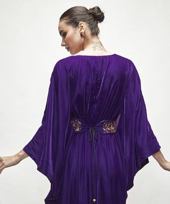violet plain velvet kaftaan 5