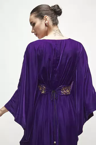 violet plain velvet kaftaan
