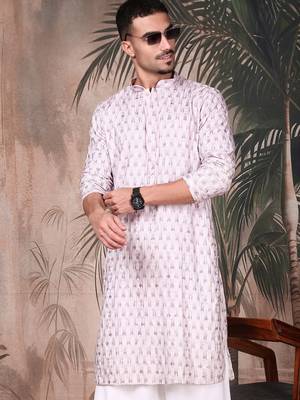 Voilet cotton printed kurta for mens 2
