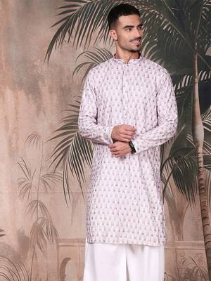 Voilet cotton printed kurta for mens 3
