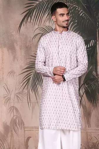 Voilet cotton printed kurta for mens
