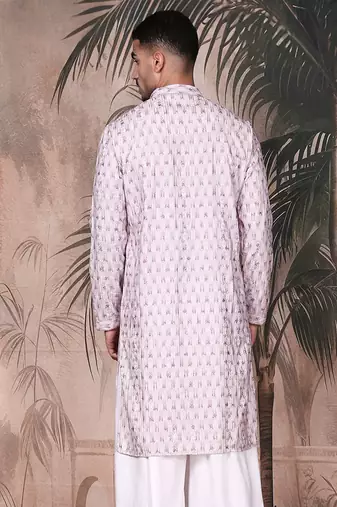 Voilet cotton printed kurta for mens