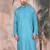 Sea green cotton textured kurta for mens