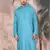 Sea green cotton textured kurta for mens