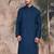 Blue cotton textured kurta for mens