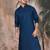 Blue cotton textured kurta for mens