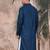 Blue cotton textured kurta for mens