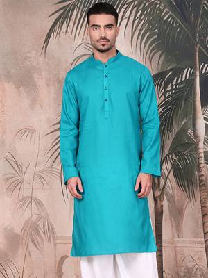 Ses green cotton textured kurta for mens 1