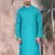 Ses green cotton textured kurta for mens
