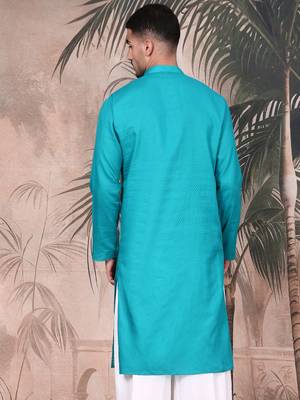 Ses green cotton textured kurta for mens 4