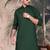 Deep green cotton textured kurta for mens