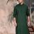 Deep green cotton textured kurta for mens