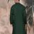 Deep green cotton textured kurta for mens