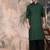 Deep green cotton textured kurta for mens
