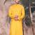 Mustard cotton textured kurta for mens