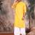 Mustard cotton textured kurta for mens