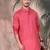 Pink cotton textured kurta for mens