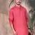 Pink cotton textured kurta for mens