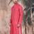 Pink cotton textured kurta for mens