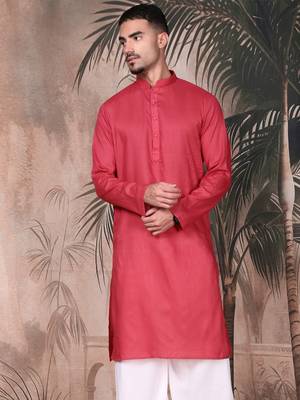 Pink cotton textured kurta for mens 3