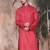 Pink cotton textured kurta for mens