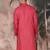 Pink cotton textured kurta for mens