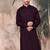 Purple cotton textured kurta for mens