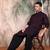 Purple cotton textured kurta for mens