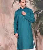 Firozi cotton textured kurta for mens