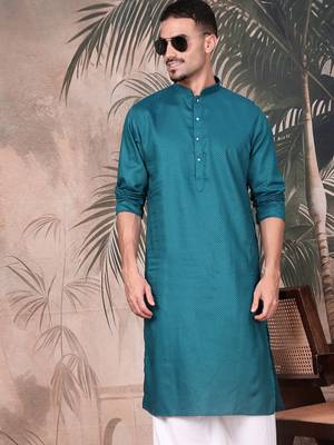 Firozi cotton textured kurta for mens 3