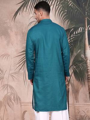 Firozi cotton textured kurta for mens 4
