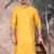 Mustard cotton textured kurta for mens