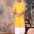 Mustard cotton textured kurta for mens