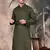 Olive cotton textured kurta for mens