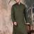 Olive cotton textured kurta for mens