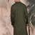 Olive cotton textured kurta for mens
