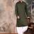 Olive cotton textured kurta for mens