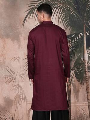 Purple cotton textured kurta for mens 4