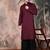 Purple cotton textured kurta for mens
