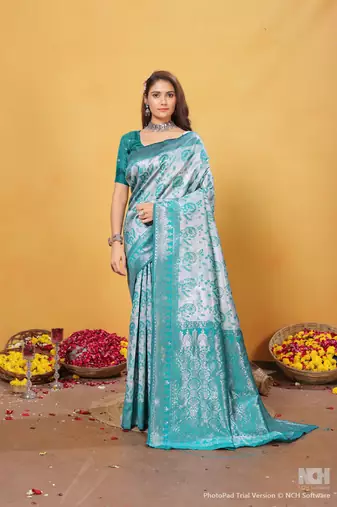  rama novelty zari work kanjivaram woven saree comes with matching blouse