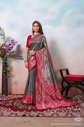  silavar novelty zari work kanjivaram woven saree comes with matching blouse