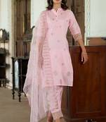 Pink embroidered silk blend salwar suit