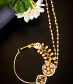 Classic kundan nath with pearl outline