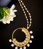 Elegant polki nath with pearl drops