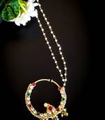 Royal kundan nath with pearl chain