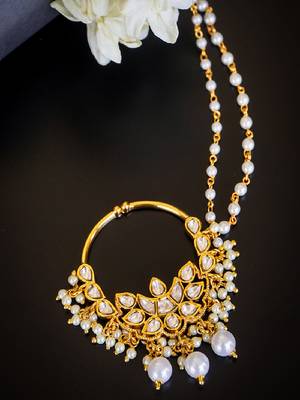 Majestic kundan pearl drop nath 1