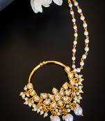 Majestic kundan pearl drop nath