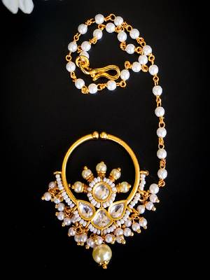 Royal pearl & kundan bridal nath 1