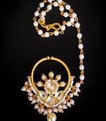 Royal pearl & kundan bridal nath