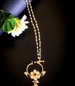 Floral kundan nath with pearl drop & beaded chain